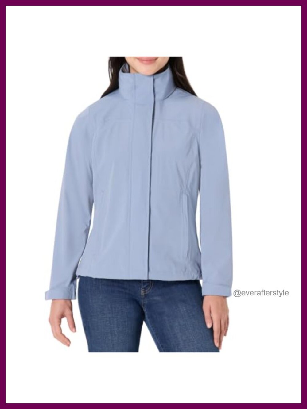 Lightweight Waterproof Long Hooded Rain Jacket Zip Snap Pockets Lined